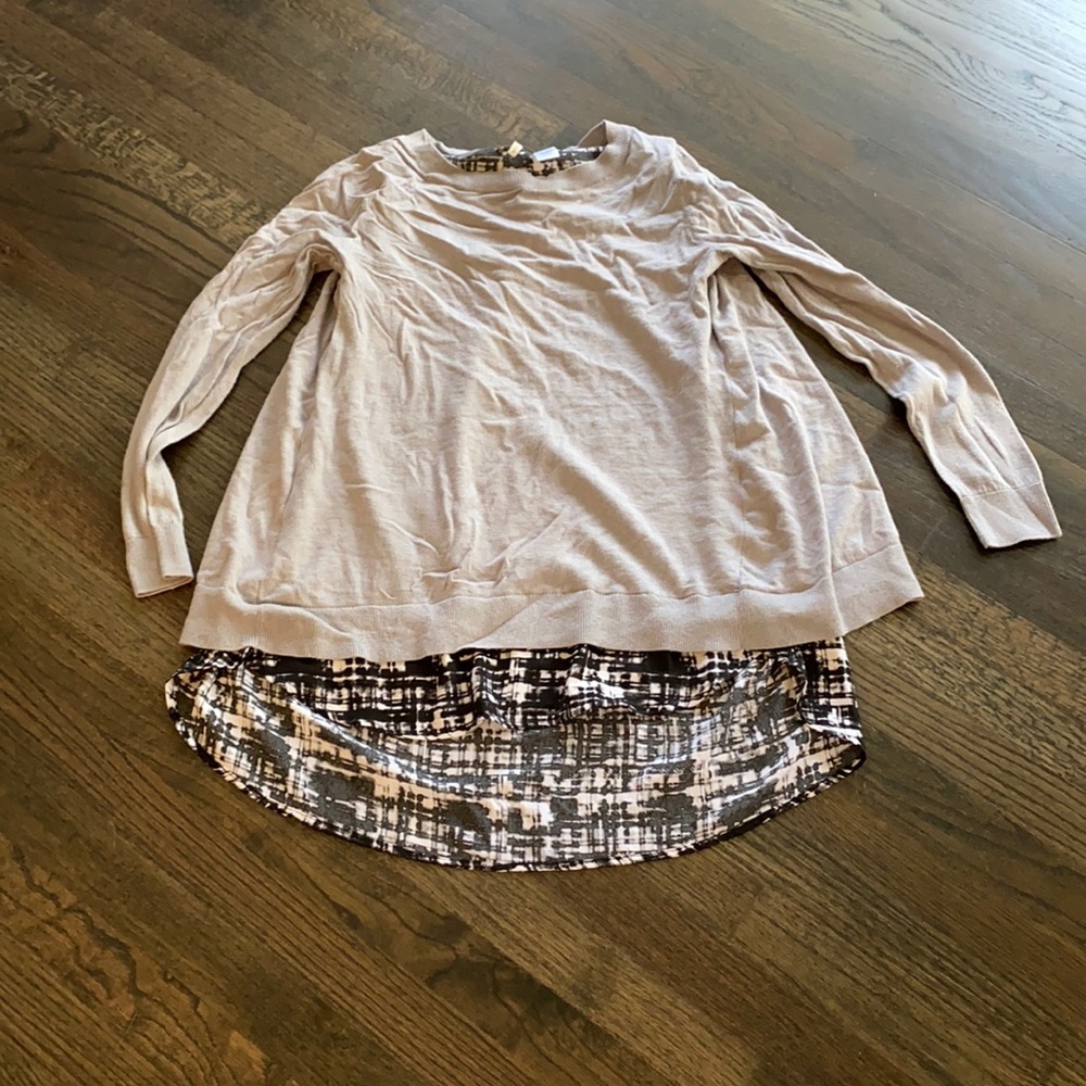 Logo Lori Goldstein Gray Black White Sweater S EUC